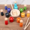 Sport Toys Color Matching Boxar Träfigurdockor och koppar Montessori Tidig Learning Toy D5QA 230816