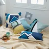 枕の家の装飾刺繍幾何学カバーネイビーブルーコットンキャンバス装飾ケースシャム45x45cm