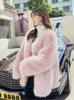 Jaqueta rosa de pele falsa de inverno para mulheres elegantes lose v pesco