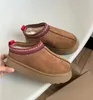 Tasarımcı Tazz Terlik Tasman Klasik Mini Avustralya Botları Kadın Polar Deerskin Platform Terlik Kış Katırları Kadın Erkek Botlar Boyut 35-44