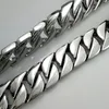 Colares pendentes Tom de prata de qualidade superior 32 mm Largura 316L Aço inoxidável Curb Solid Solid Chain Long Chain Jóias 230816