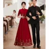 Roupas étnicas Cheongsam Toast Dress Wine Wine no engajamento curto da noite formal noite de casamento tradicional de festa de casamento qipao vestidos