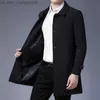 Heren Jackets Heren Spring Jacket 2023 Nieuwe herenbedrijf Casual Black Kaki Long Jacket Hoogwaardige Single Chest Solid Trench Coat Z230817