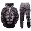 Tracksuits Transuits Trend Animal Lion 3D Print Tracksuit Tracksuit Troops Hoodie و Pants 2PCs Sweghers Sweghirt Fashion Clothing