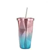 Waterflessen onregelmatige dubbele 304 roestvrij staal sippy cup cadeau aangepaste letters