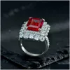 Anneaux vintage 6CT Ruby Moisanite Diamond Ring 100% Original 925 Sterling Sier Band for Women Men Engagement Bijoux Drop Livraison DHW7E