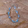 Link Bracelets Dainty Ocean Animal Small Dolphin Bracelet Blue Fire Opal Stone Chain For Women Summer Beach Jewelry Girlfriend's Gift