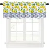 Curtain Flower Fruit Lemon Blue Short Curtains Kitchen Cafe Wine Cabinet Door Window Small Wardrobe Home Decor Drapes