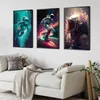 Astronauts Colorful Canvas Painting Neon Space Flower Poster Magical Forest Aesthetics Print Wall Art Kids Bedroom Living Room Home Decor No Frame Wo6