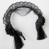 Clips de cheveux Unique Cosplay Lolita Vintage Black Lace Bandons Femmes Gothic Long Tassel Tiaras Accessoires Bijoux Girls