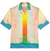 Casablanca hawaiian skjorta drömmar ö landskap färg strand skjorta temperament satin kort ärm skjortor casablanc
