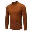 T-shirt à manches longues pour hommes, automne-hiver, mince, thermique, demi-col, Slim, chaud, en coton, col haut