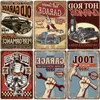 Nova garagem American Garage Retro Tin Pinturas Estilo Industrial Reparo automático decoração de parede Pintura sem moldura Sala de estar h qqjs