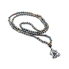 Pendant Necklaces Design Tiger Eye Stone Magnetic Hematite Tortoise Necklace Men's Fashion Long Beaded Handmade Jewelry