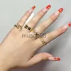 Anneaux de bande 4pcs / set punk metal anillos anneaux ronds set gold couleur ouverts anneaux pour les femmes accessoires de fashion de mode bijoux pour femmes ring j230817