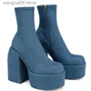 Boots Ankle Boots Women Fashion High Platform Shaped High Heel Boots Chunky Heels Zipper Designer Shoes 44 Platform Shoes Women Shoes T230817