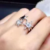Cluster Rings Style Glitting Moissanite Gem Ring Silver Jewelry VVS Purity Shinning Better Than Diamond Birthday Present Not Vulgar Resizable