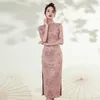 Ethnic Clothing Cheongsam Qipao Chinese Dress Modern Pink Print Improved Retro Evening High-End Elegant Floral Women