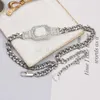 Hanger kettingen sieraden kettingen wit vergulde 925 zilvergradueerde luxe merkontwerpers letters geometrisch beroemde vrouwen rond kristal strass