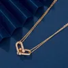 Marque de créateurs Tiffays Gold Double Ring Collier Boucle Horseshoe Pendante Rose Luxur Luxury Collier de chaîne simple