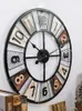 Wandklokken Iron American Retro woonkamer klok groot formaat ronde 60 cm metaal creatieve decoratie horloge