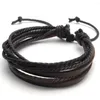 Braccialetti fascino moda marrone nero marrone in pelle fatta a mano intrecciata surfista maschile braccialetti avvolgimento del braccialetto