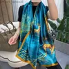 Sarongs Natural Silk Scarf Women's Luxury Brand Printed Satin Pashmina Shawl Women's Long Shoulder Strap Fountain 2023 Extra Large Silk Scarf Q302 Z230817