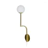 Wall Lamp Nordic Wrought Iron Matte Black / Gold Lamps With White Glass Ball E27 LED Sconce Plug In Type For Aisle Corridor