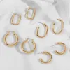 Hoop Earrings Exquisite Smooth Open C Shape Chunky For Women 18K Gold Plated Huggie Ear Hoops Punk Jewelry Stylish Bijoux