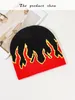 BeanieSkull Caps Mode Acrylique Partout Flamme Motif Bonnet Caps Personnalisé Hiver Tricoté Chapeau Imprimé Jacquard Bonnets 230816