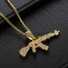 Pendant Necklaces Fashion Choker Necklaces for Women 2022 Gun Cross Pendant Crystal Rhinestone Chain Necklace Women Men Punk Chains Jewelry Gift J230817