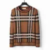 Mens Sweaters Designer Sweater Malhas Xadrez Stripe Marca Moda Casual Manga Longa Alta Qualidade Luxo Clássico Xadrez Crepe Algodão Tamanho 2s