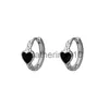 Корейский черный черный серебряный серебряный цвет серьги с серьгами сердца для женщин для женщин простые крутые ювелирные аксессуары Aros J230817