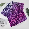 Casual shirts voor heren Abstract Letter Beach Shirt Purple Gradiënt Hawaii Male Vintage Blouses Patroon Kleding Kleding Plus Maat Grote mouw Patroon Maat