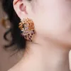 Backs Kolczyki 2023 Trend Ear Clip bez przekłuwania romantycznego fioletowego kryształowego różowego złota platana biżuteria damska luksus elegancki koreański