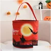 Autres fournitures de fête de fête Halloween Bodet de bonbons avec panier de lumière LED Trick Or Trew Sacs Réutilisables Pumpkle Gady Pounk Gift Pankets Dhrco