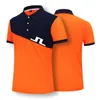 Camisetas de golfe J Lindeberg Moda de golfe masculina Camisa de pólo masculino de manga curta listrada de retalhos listrada impressão casual masculino masculino masculino 230816