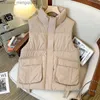 Women's Down Parkas CRRIFLZ Autumn Women's Standing Collar Warm and Unique Tank Top Solid Large Pocket Sleeveless Coat Women's Fashion Jacket Z230817