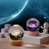 Decorative Figurines 3D Crystal Ball Planet Laser Engraved Solar System Globe Astronomy Gift Birthday Glass Sphere Home Decoration