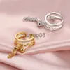 Band Rings Link Chain Tassel Ring Zirconia with Spike Pendant Charm Finger Ring for Women J0817