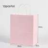 Present Wrap 10st Kraft Paper Bags Blue/Pink Pastel Candy Rainbow Party Decor Baby Shower Wedding Packaging Gift LL