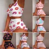 Abbigliamento da donna Abbigliamento per pigiami abiti da casa senza maniche indossare giubbotto per fiocco a v-scollo 2 pezzi set ragazza dolce tentazione sexy lingerie notturna