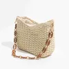 Hobo Mabula Big Chain Straw Woven Award Sac Hobo Designer Basket Basket Crossbody Purse Fashion Beach Travel Sling Handsbag HKD230817