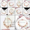 Pulseiras de fios de miçangas Pandor Moda Pandor Bracelete de arco brilhante de ouro rosa 18cm 19cm 20cm Love charme vidro jóias de jóias por atacado Del