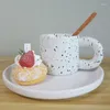 Cups Saucers Porcelain Cup Korean Ink Splashing Small Fat Domestic Coffee Plate Checkerboard Water Female Ceramic Factory