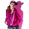 Damen Jacken Frühling Herbst Frauen Rose Red Bomber Jacke mit Kapuze Bühne Performance Wear Paillette Feminina Casaco Hip Hop Dance Mantel 230817