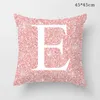 Pillow Case Pink Sequin Letter case DIY English Letter Cushion Cover Kids Girls Room Decorative Cover Home Car Decor case HKD230817