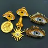 Stud Earrings Personality Eyes Earring Devil's Eye Nose Portrait For Women Jewelry Brass European Court Style Retro