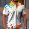 Herrpolos man sommarpolo skjortor 3d graffiti tryckt lapel vardagliga casual knapptoppar överdimensionerade smala manliga golfkläder 6xl 230817