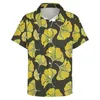 Casual shirts voor heren ginko biloba print shirt gele bladeren strand losse hawaii cool blouses korte mouwen grafische oversized kleding